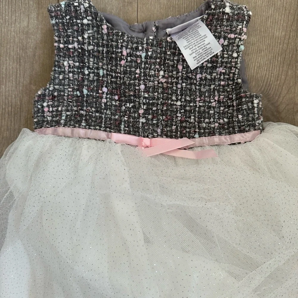 Blueberi Boulevard 2T Girl Formal Dress Tweed Tulle Lined Sleeveless Blingy Tutu